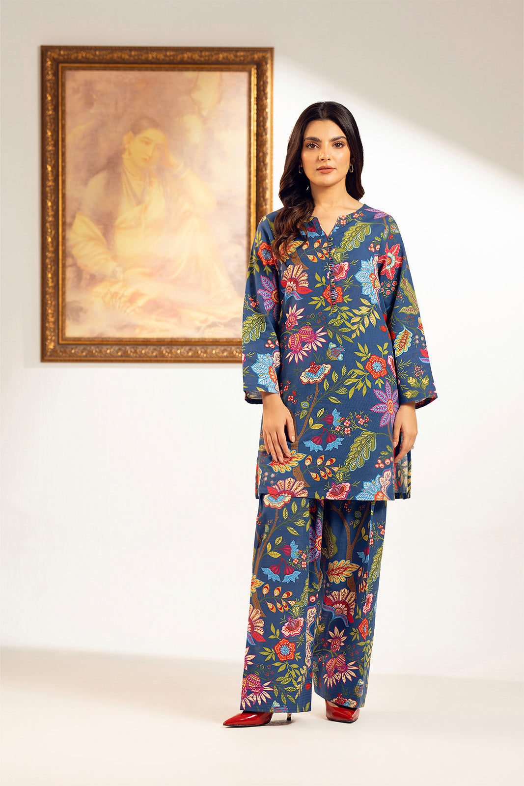 2 Piece Unstitched Printed Cambric Printed Suit (UC0071)