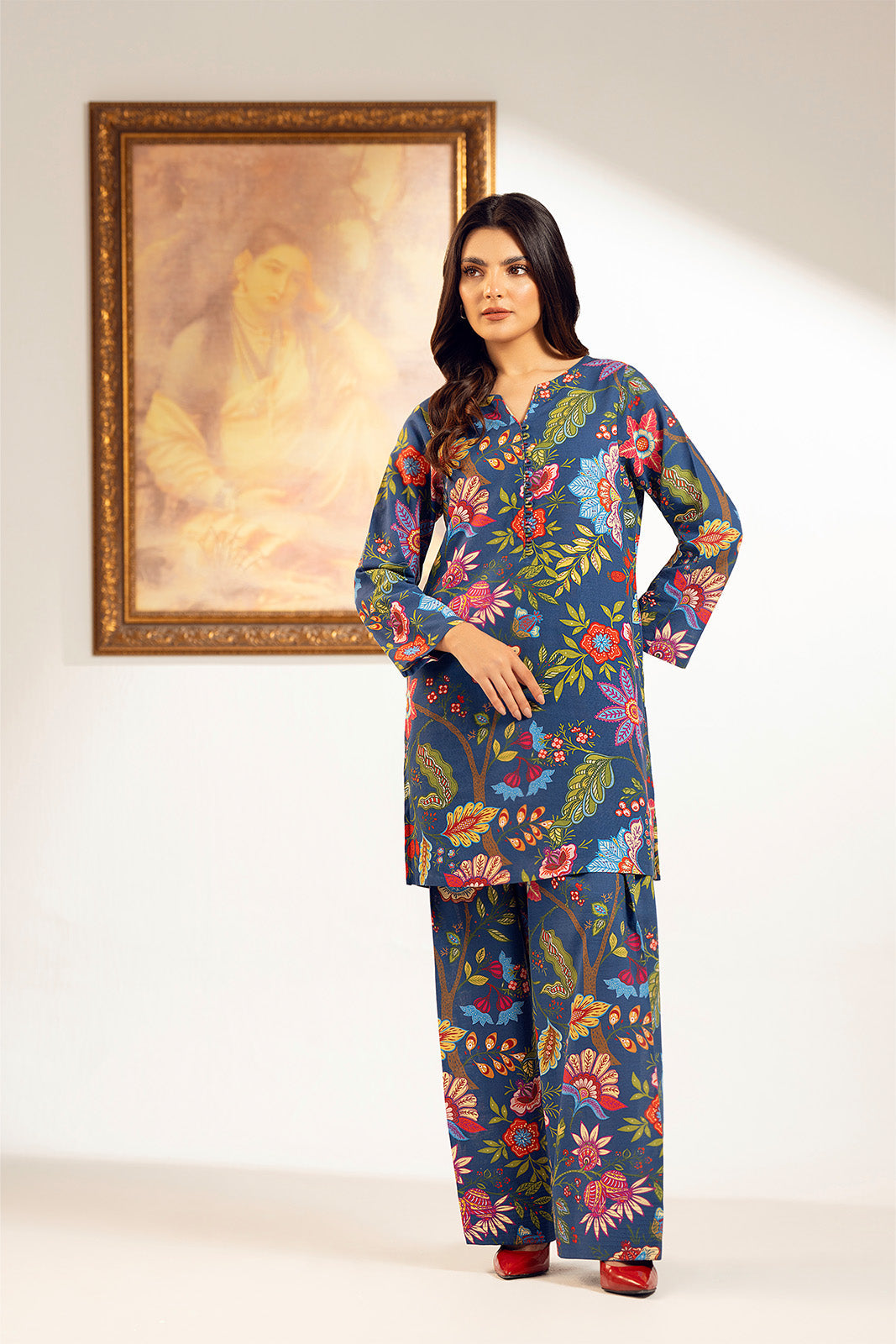 2 Piece Unstitched Printed Cambric Printed Suit (UC0071)