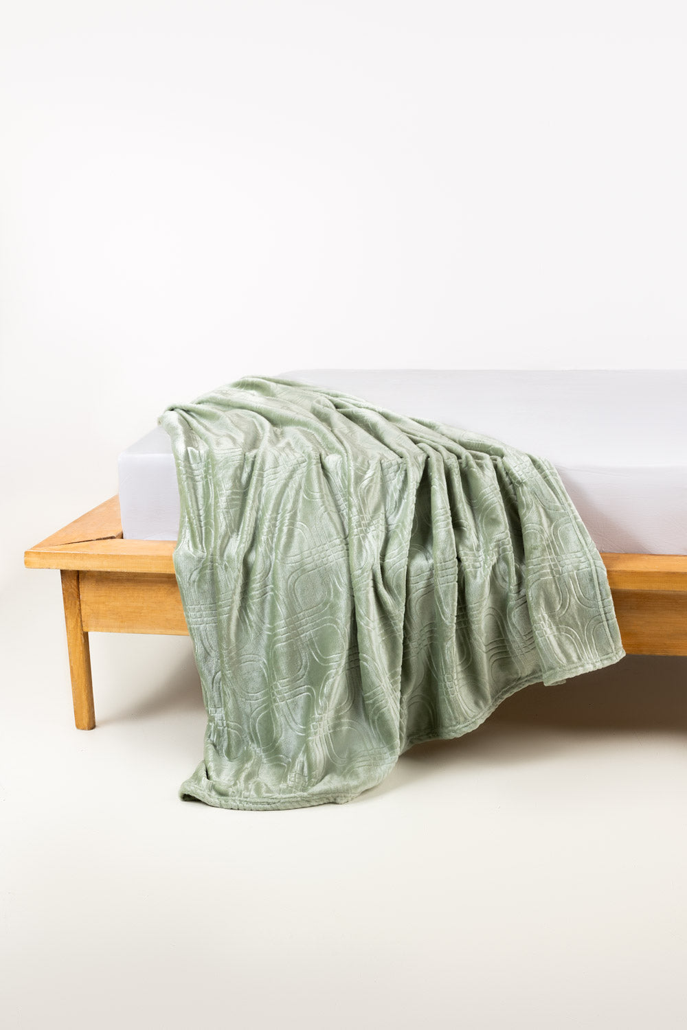 Fog Green Embossed Single Ply Fleece Throw