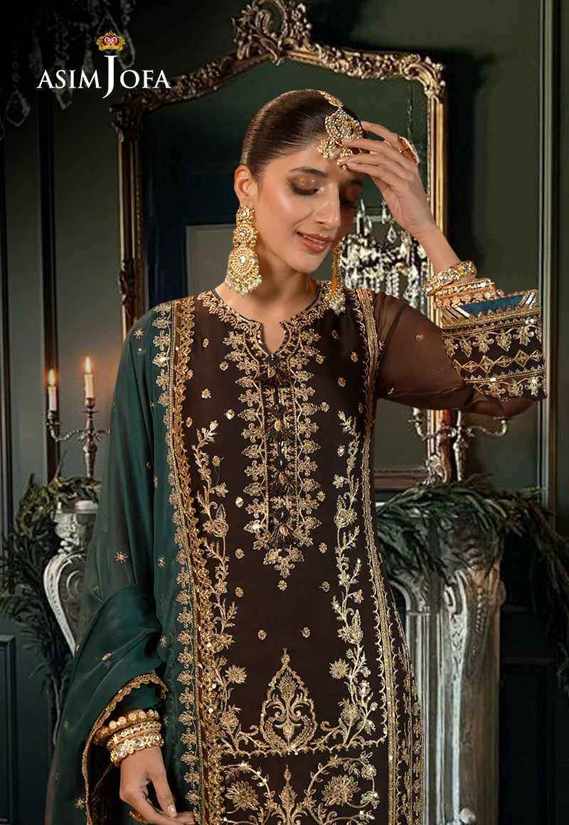 Ajcd-29 Embroidered Chiffon 3 Pcs
