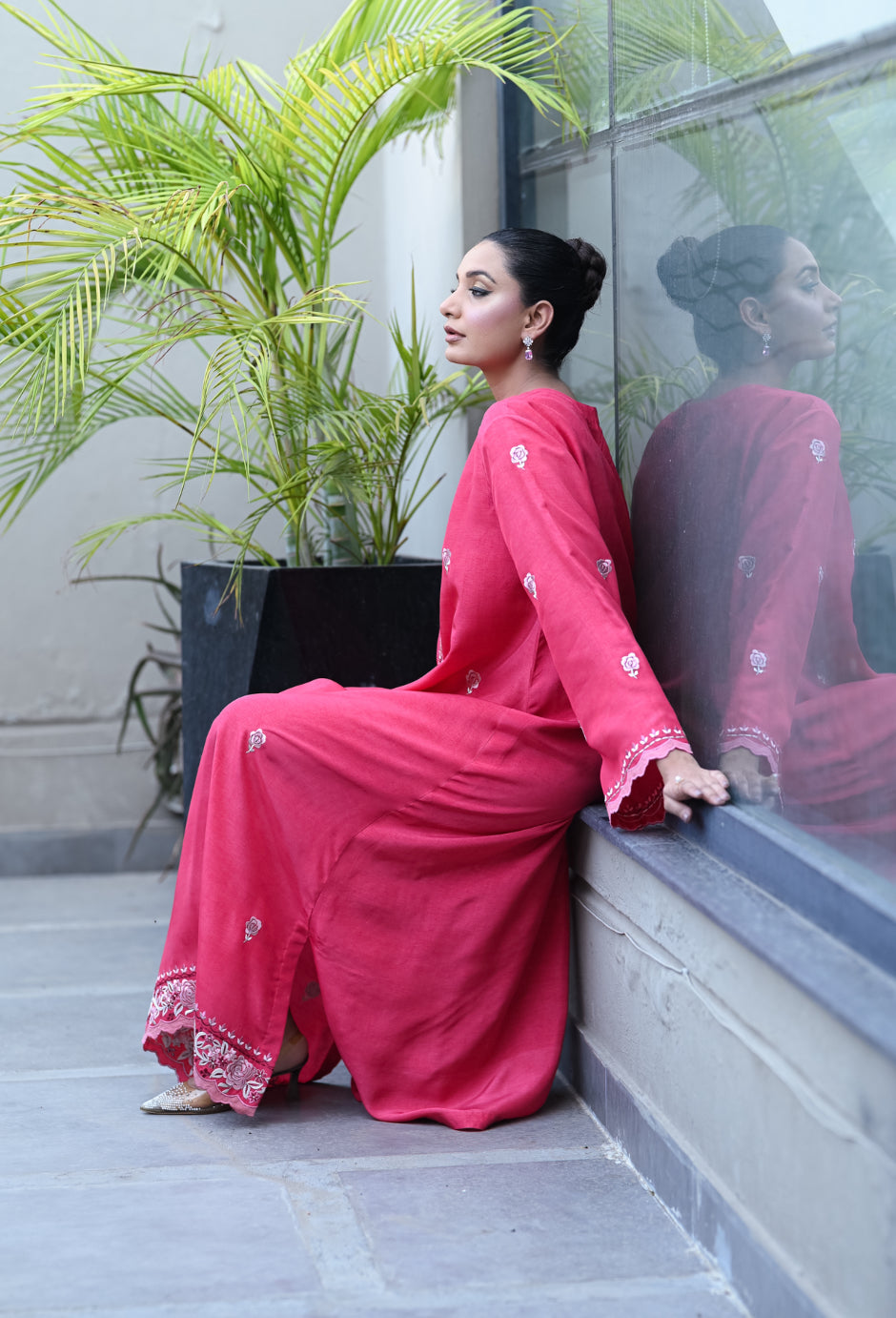 CBR 139 Fuchsia Bloom – Embroidered Kaftan