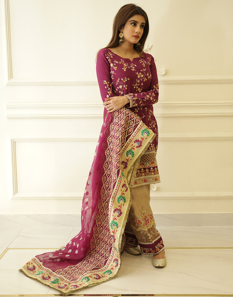 Plain Chiffon Dupatta with trimming