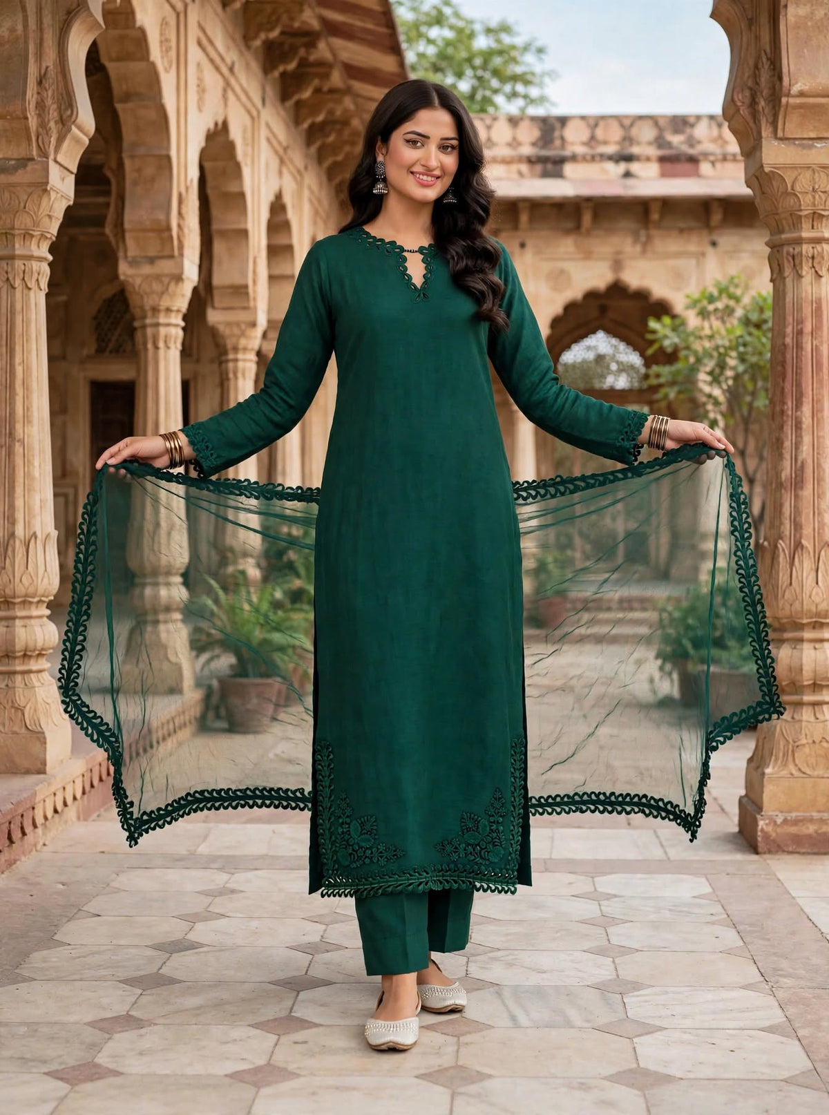 Green Elegance-3 pcs women suit