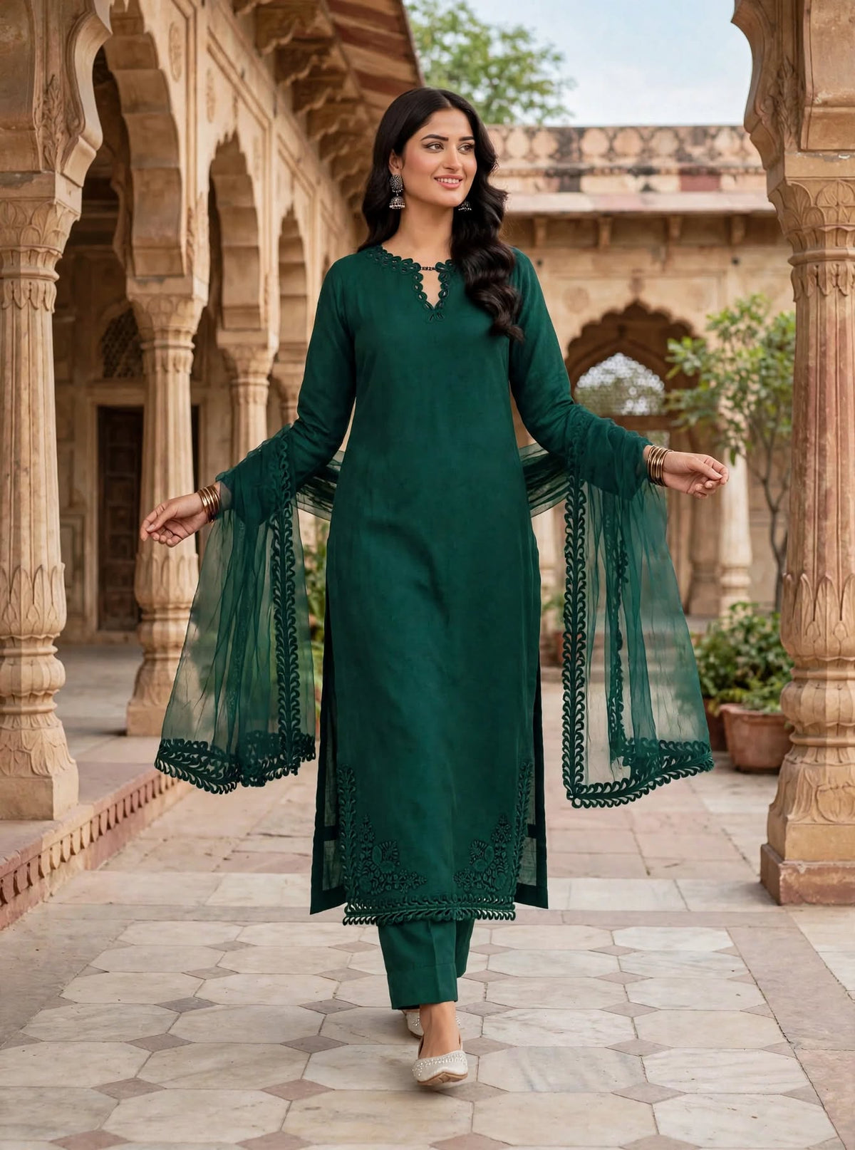 Green Elegance-3 pcs women suit
