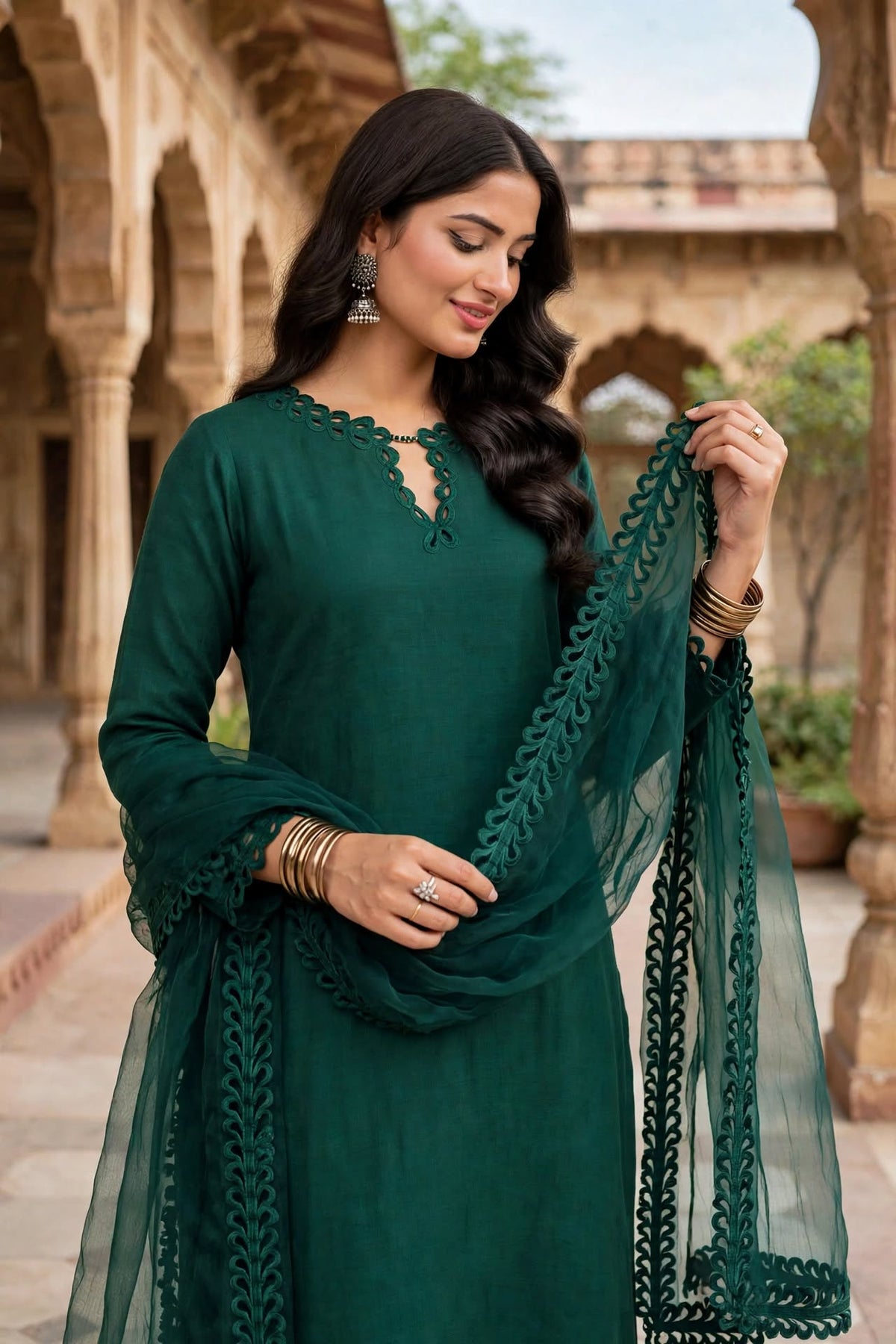 Green Elegance-3 pcs women suit