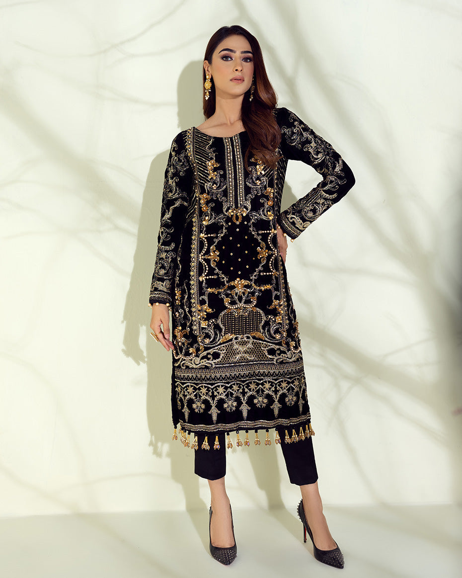 Perles Embroidered Velvet 2 Piece Suit GV-01