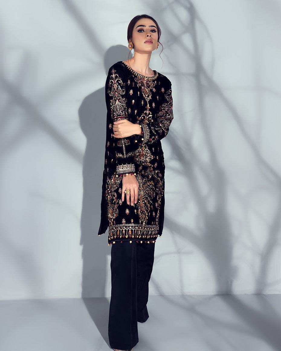 Sirene Embroidered Velvet 2-Piece Suit GV-05