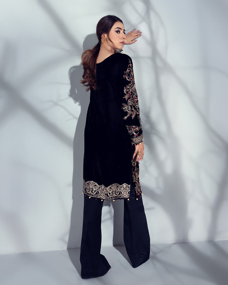 Sirene Embroidered Velvet 2-Piece Suit GV-05