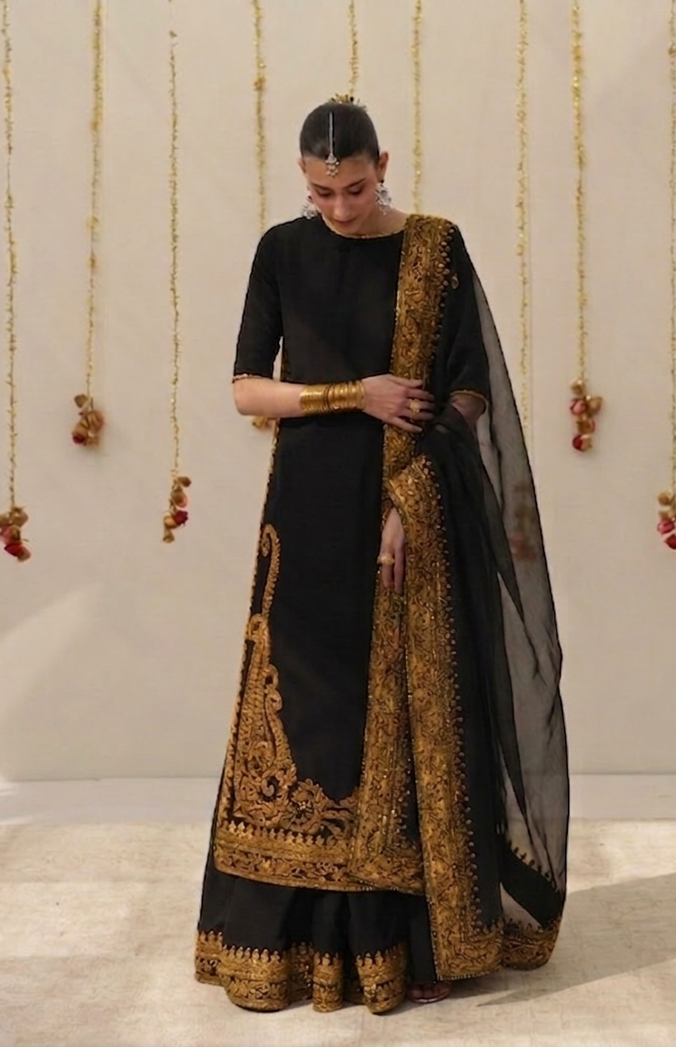 Zarshab Black Festive 26 | Black Tilla & Sequins Lawn Suit