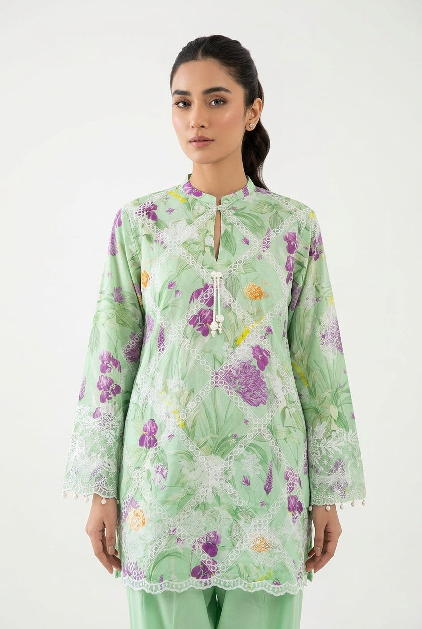 Stitched Embroidered Muzlin Shirt+ Bottom
