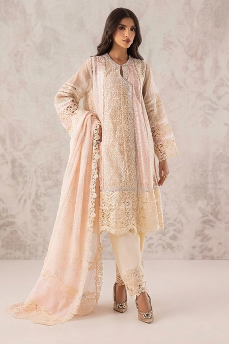 Stitched Embroidered Cotton Shirt + Shalwar + Dupatta