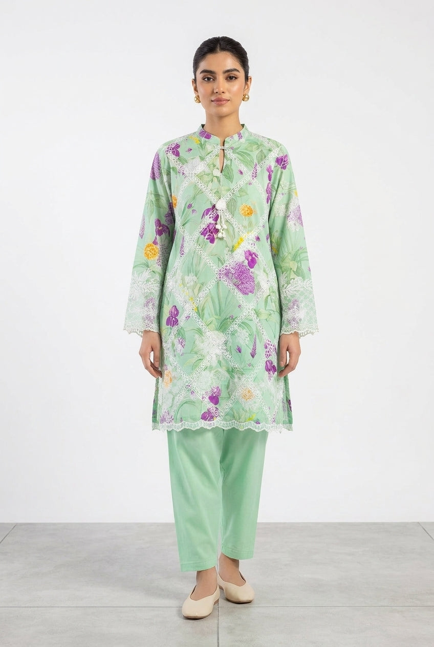 Stitched Embroidered Muzlin Shirt+ Bottom