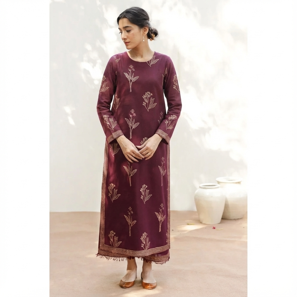 Mahroon Aura Suit | Full Sleeve Lawn 3 Piece Stitched
