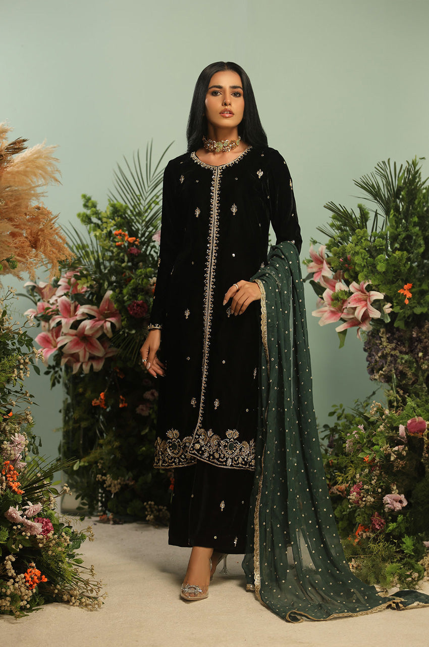 BLACK AND GREEN VELVET