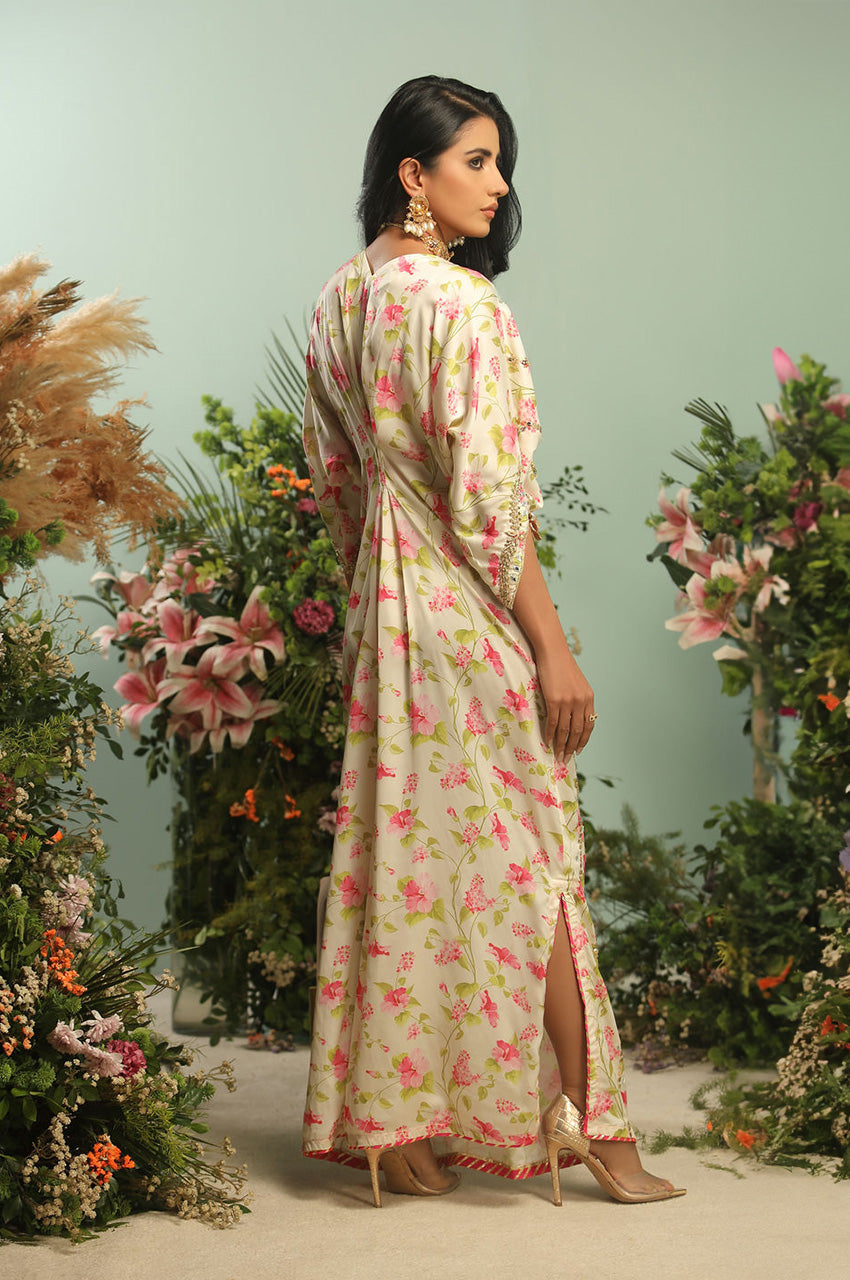 WHITE PRINTED KAFTAN