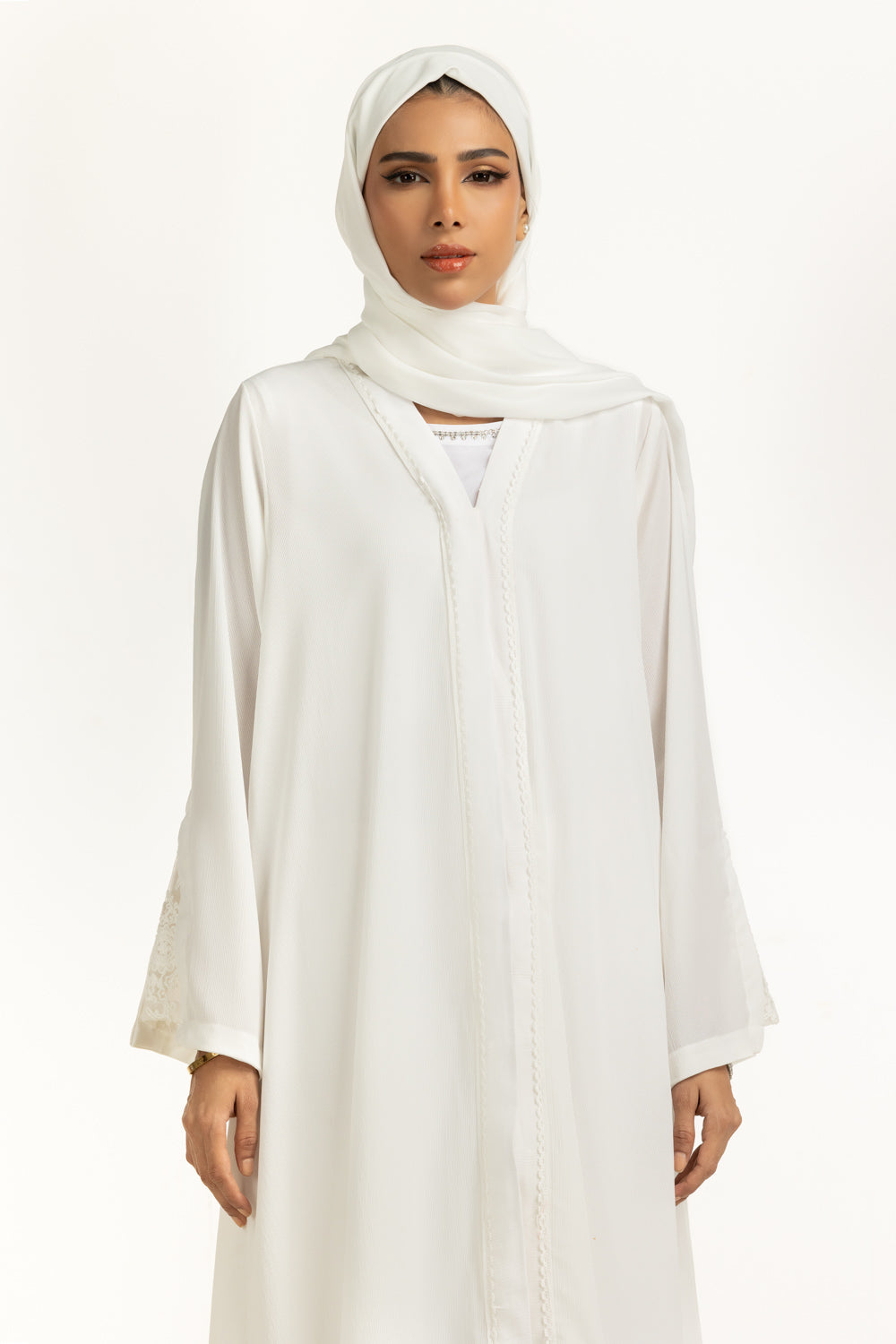 Georgette Embellished Abaya With Scarf