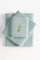 Glass Blue 3Pcs Embroidered Towel Set