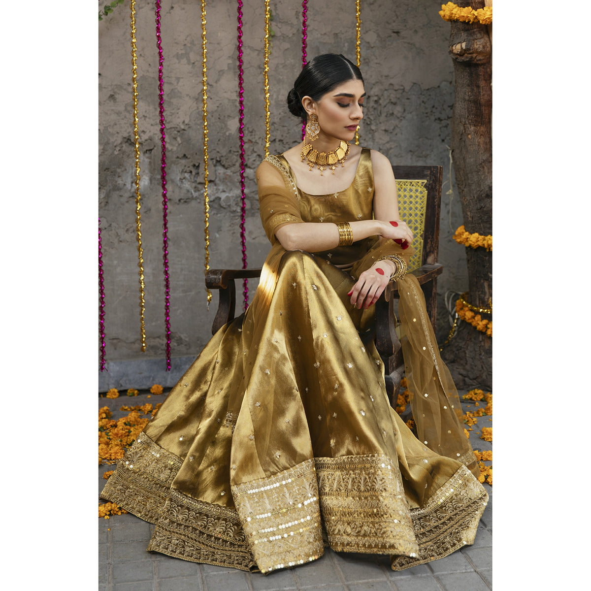 Gold Lehanga Choli