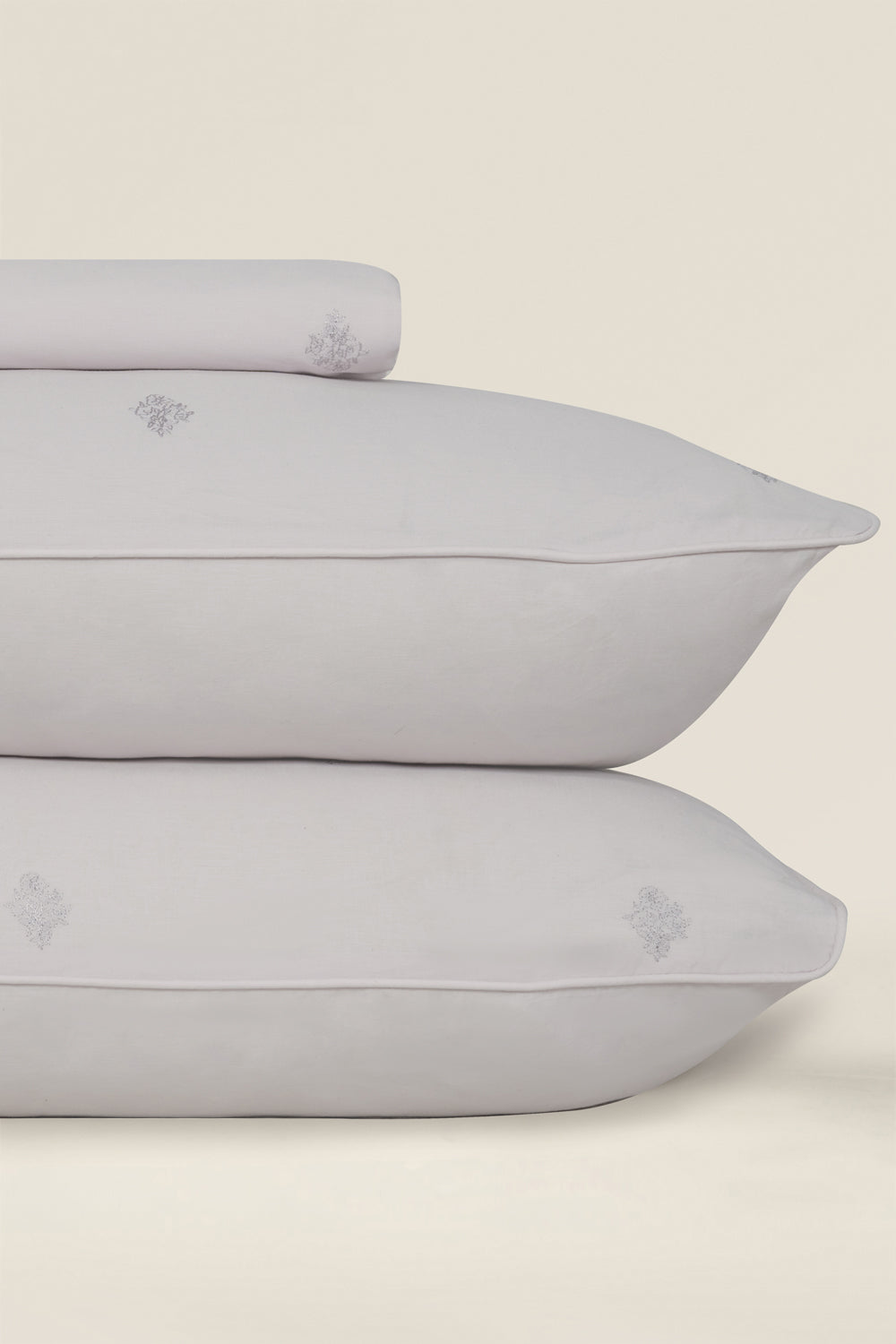 Gray Lilac T-150 Embroidered Bed Sheet Set