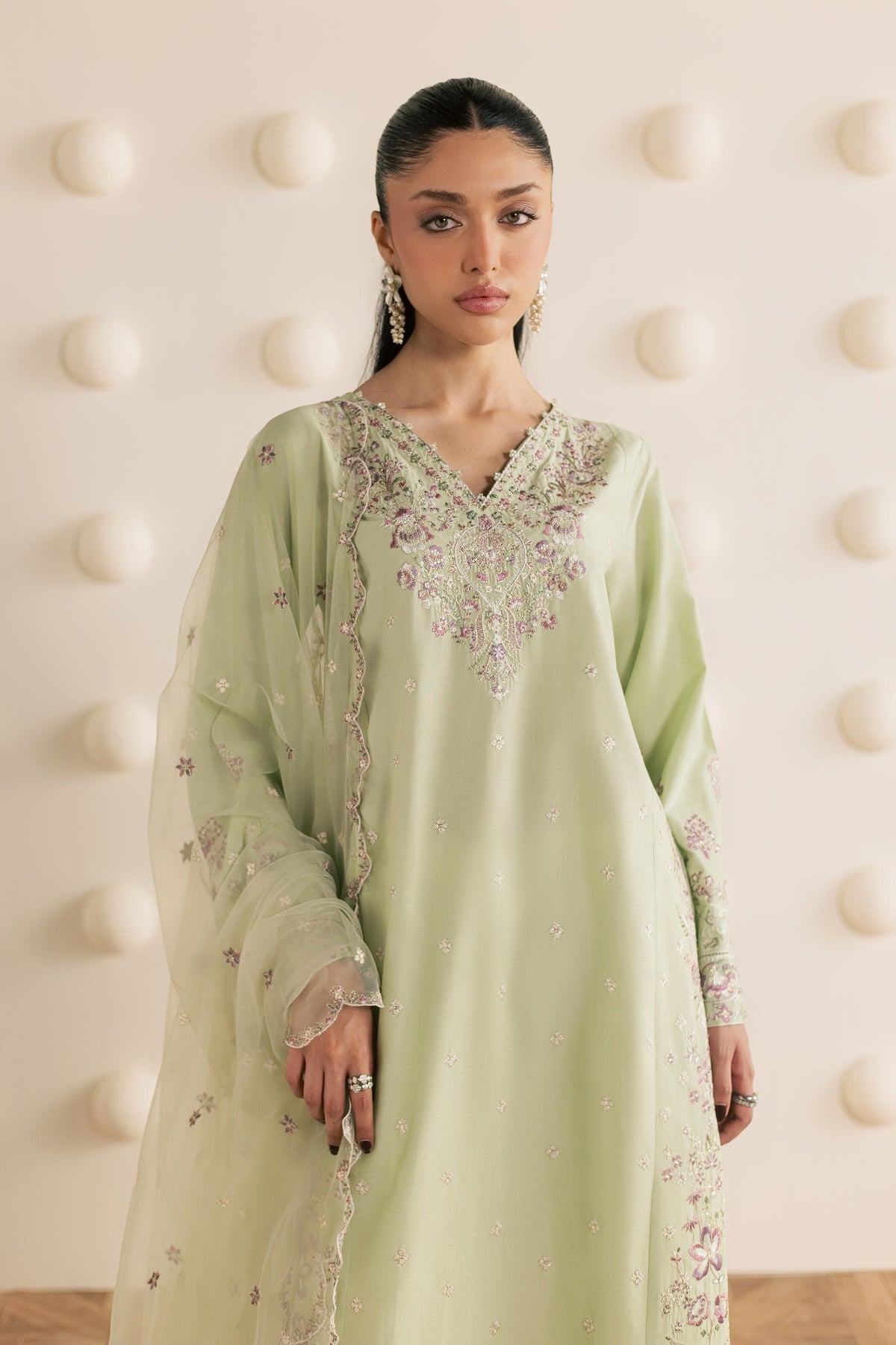 Green Dust 3Pc - Embroidered Cambric Pret