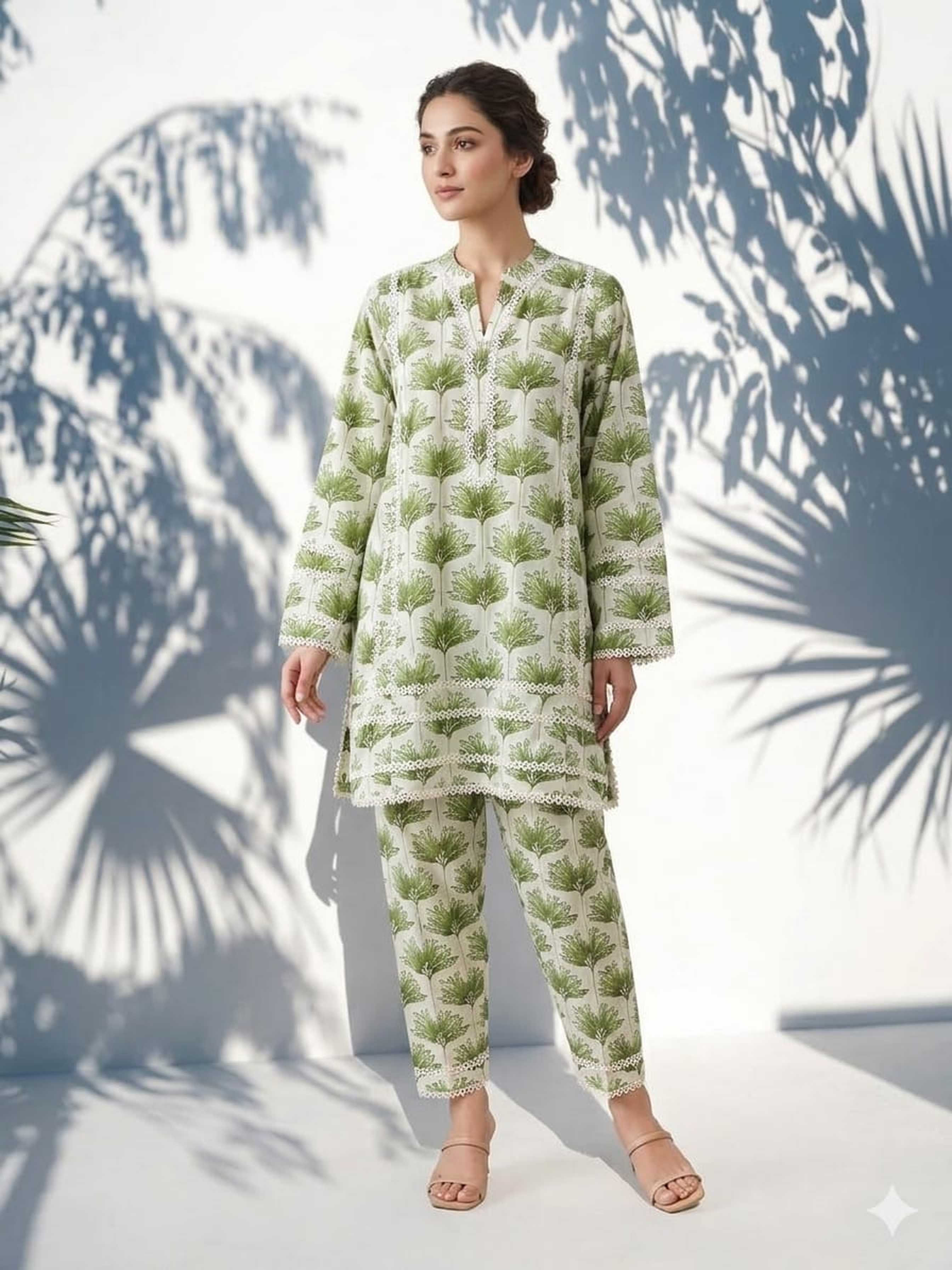 Green  printed Co-ord set