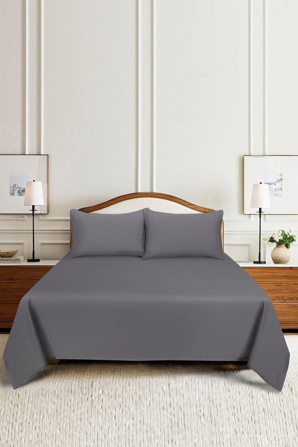 Grey Cube Dobby Bed Sheet Set
