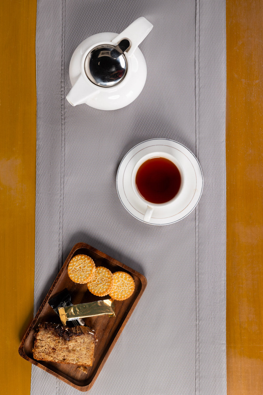Grey Cube Dobby Table Runner