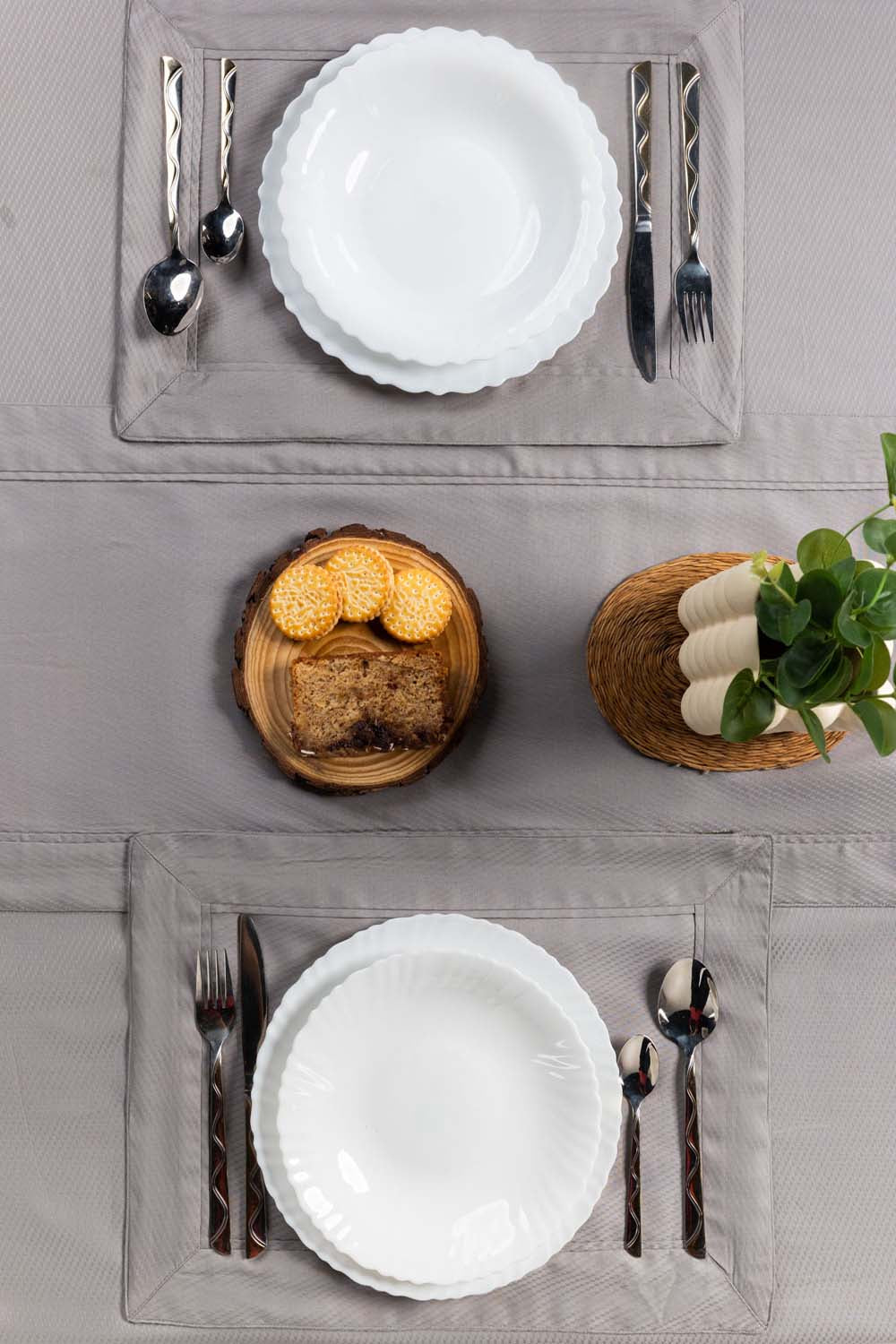 Grey Cube Dobby Table Cover