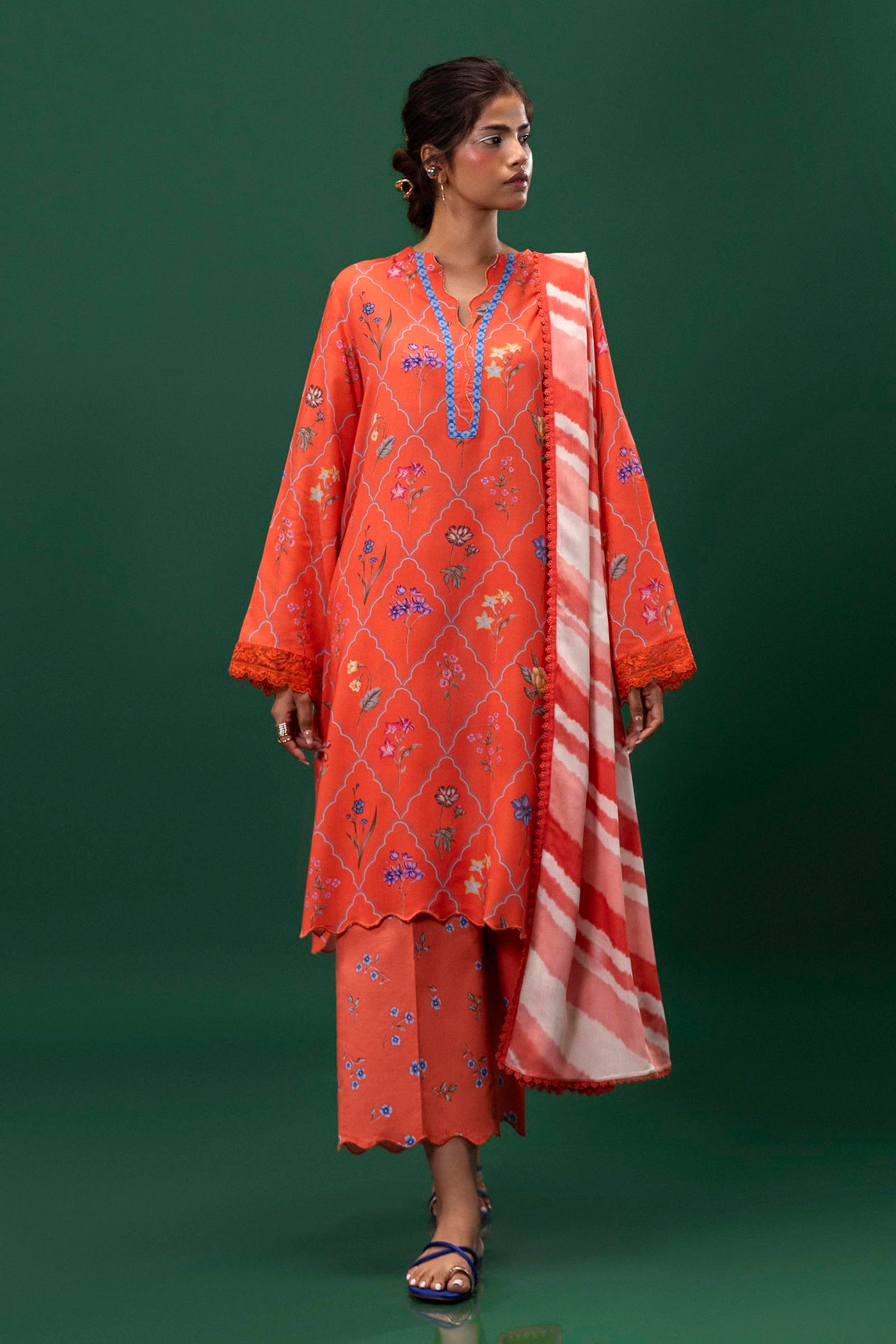 Unstitched Printed Linen Suit