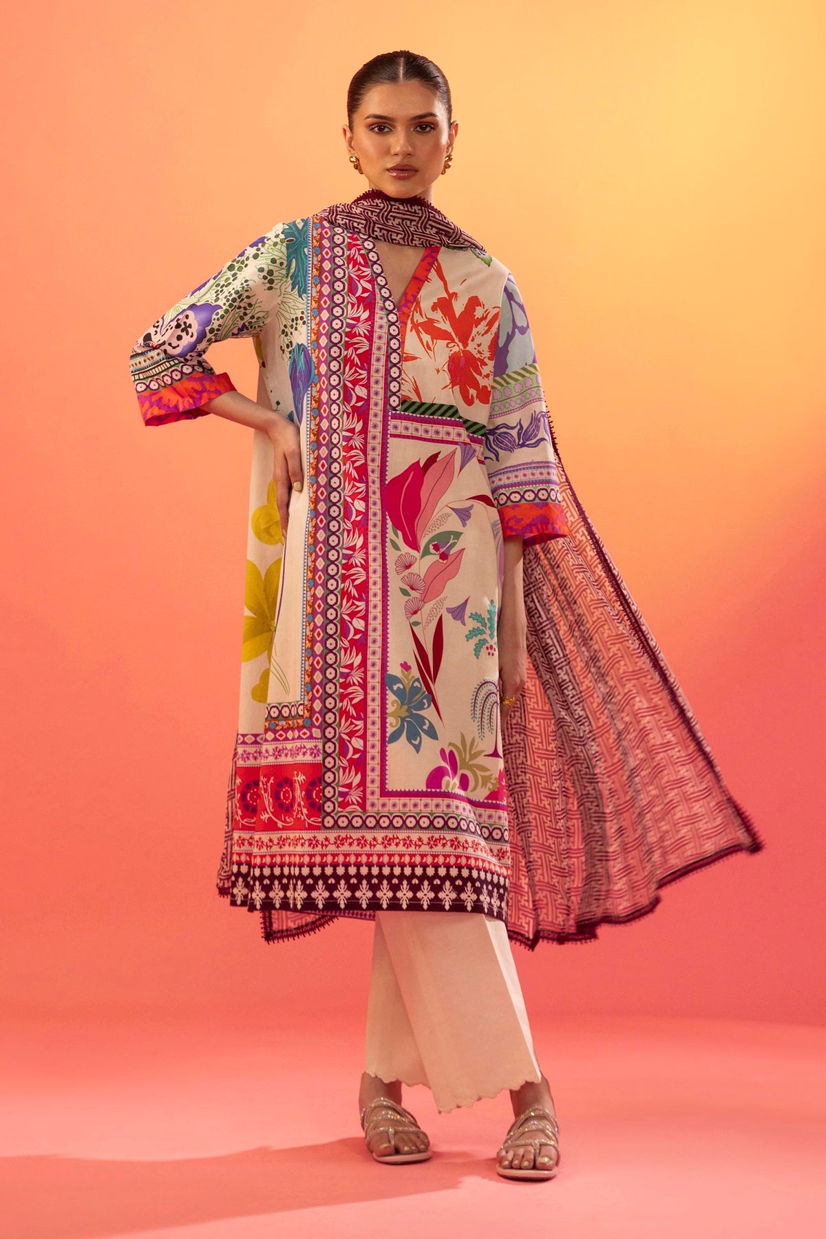 Unstitched Lawn 2 Piece Suit