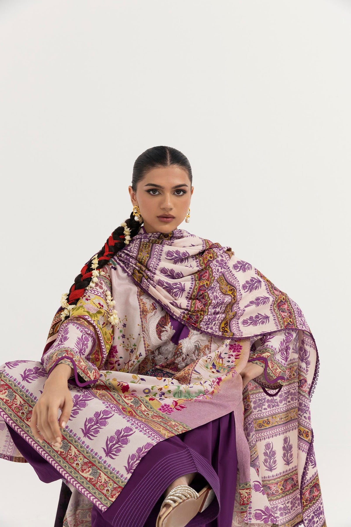 Stitched Printed Linen Suit