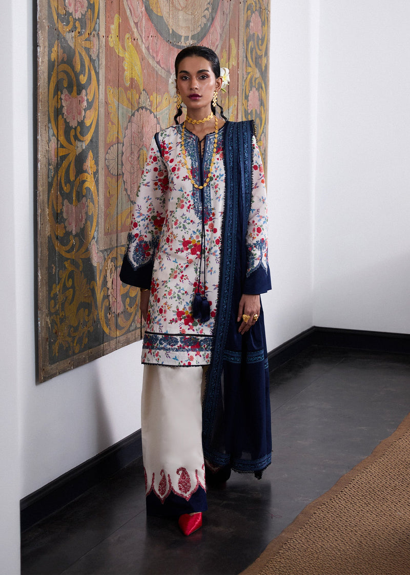 Hand Printed Chiffon Dupatta (as shown)