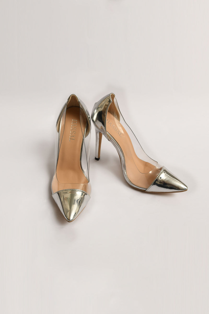 Silver Pvc Heels