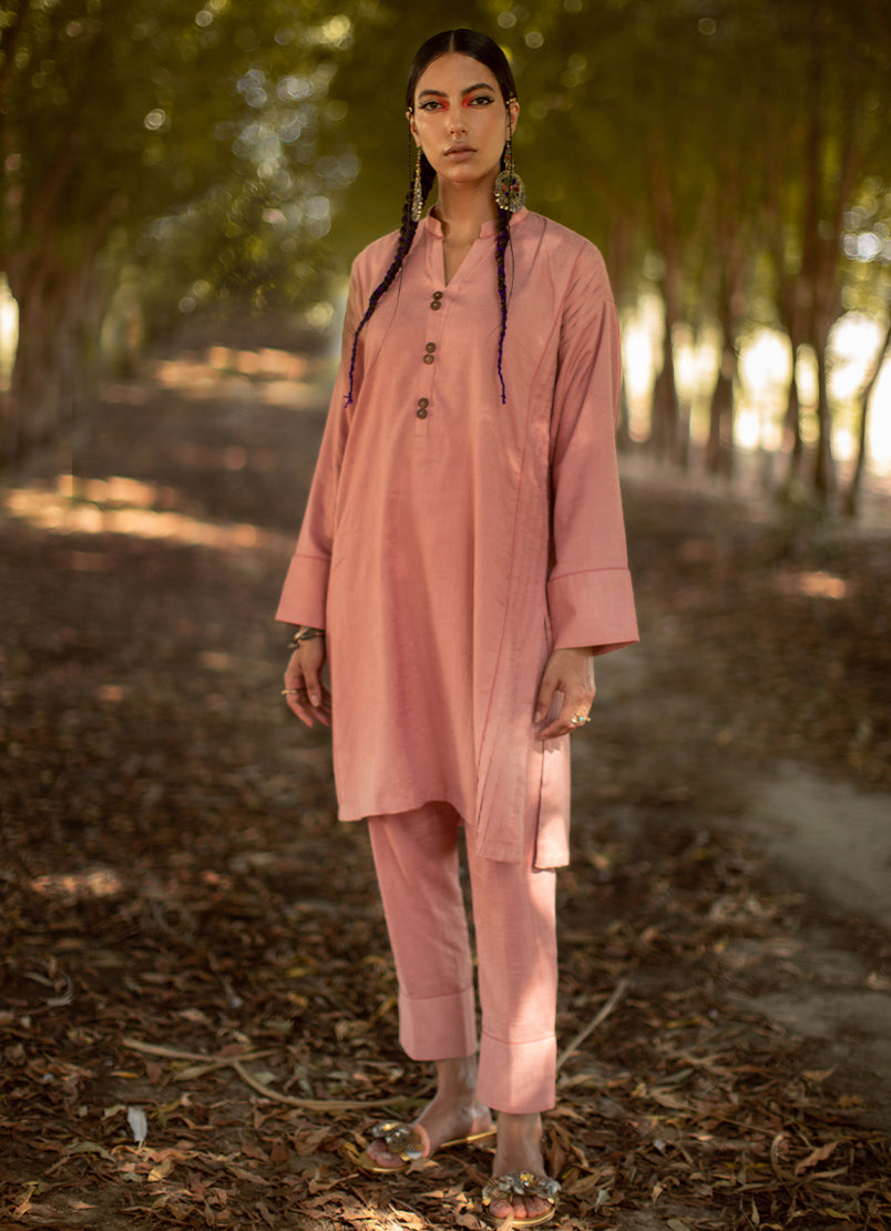 Peach Cotton Textured CO-ORD Set13480