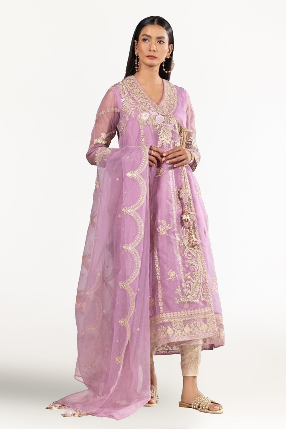 3 Piece Organza Embroidered Suit