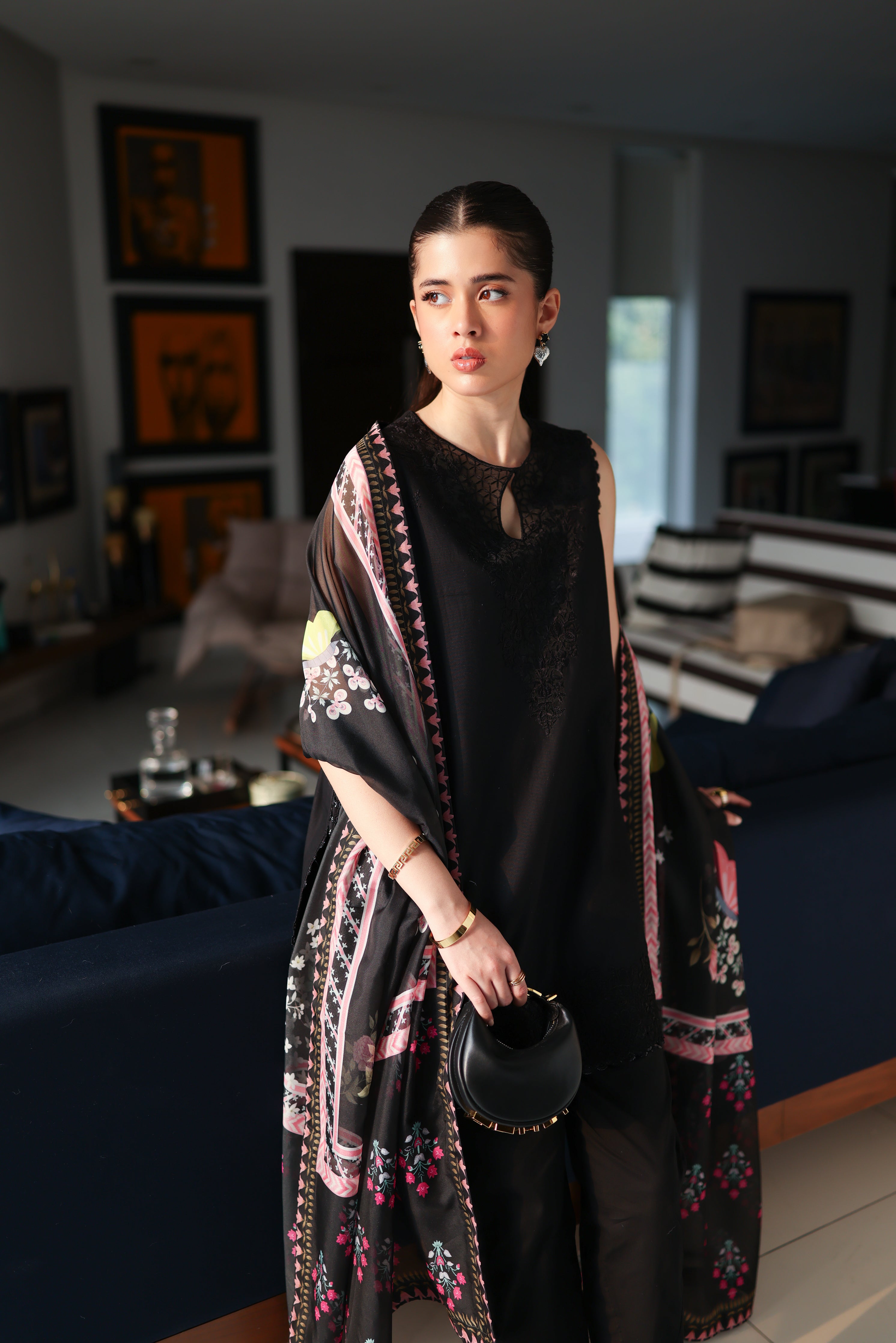 Jet Black Luxury Embroidered 3 Pcs Set Npa3 25430 Ready To Wear