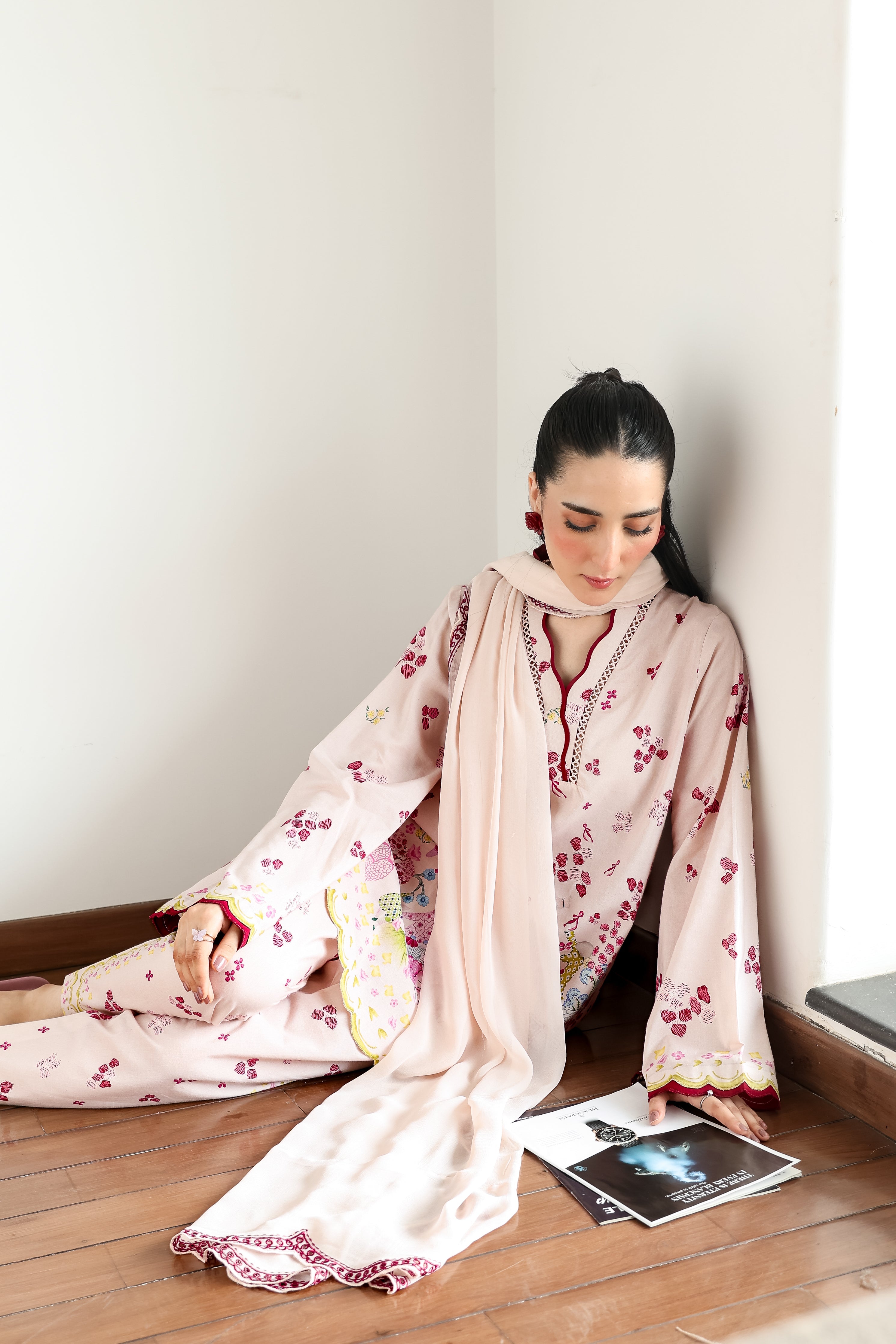 Blush Pink Luxury Printed 3Pcs Set Npa3 25433 Ready To Wear