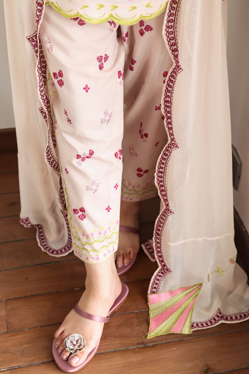Blush Pink Luxury Printed 3Pcs Set (Npa3-25433) Ready To Wear