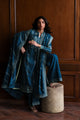TEAL BLUE LUXURY EMBROIDERED KARANDI SET STITCHED (NEL-25625) READY TO SHIP