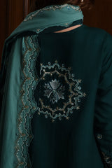EMERALD GREEN LUXURY EMBROIDERED KARANDI SET (NEL-25623)