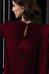 MAROON LUXURY EMBROIDERED KARANDI SET STITCHED (NEL-25622) READY TO SHIP