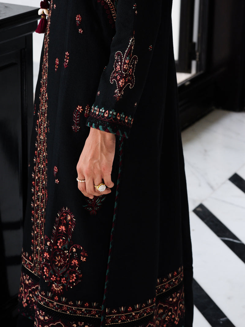 Black Kashmiri Luxury Embroidered Karandi Set Stitched (Nel-25624) Ready To Ship