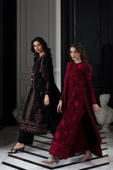 MAROON LUXURY EMBROIDERED KARANDI SET STITCHED (NEL-25622) READY TO SHIP