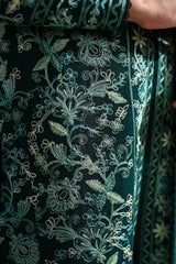 EMERALD GREEN LUXURY AARI EMBROIDERED KARANDI SET (NEL-25636)-READY TO SHIP