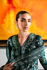 EMERALD GREEN LUXURY AARI EMBROIDERED KARANDI SET (NEL-25636)-READY TO SHIP