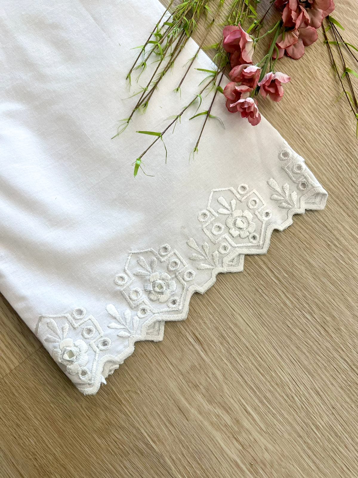 White Cutwork Pants