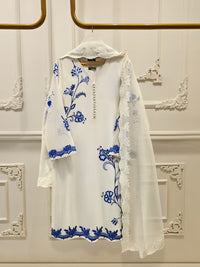 3 Piece - Pure Embroidered Cotton Net Suit S111886