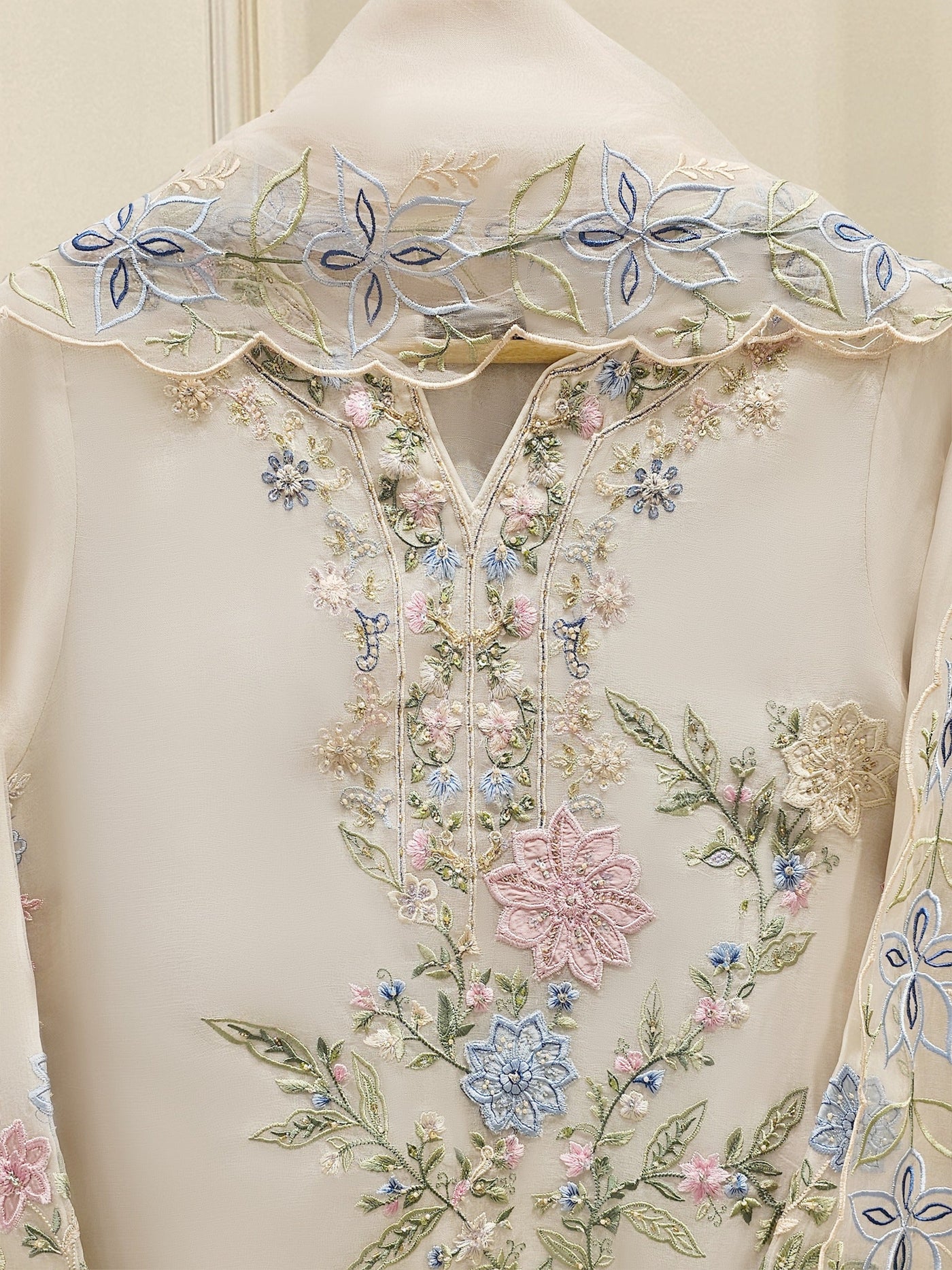 3 Piece - Pure Embroidered Organza Suit S112013
