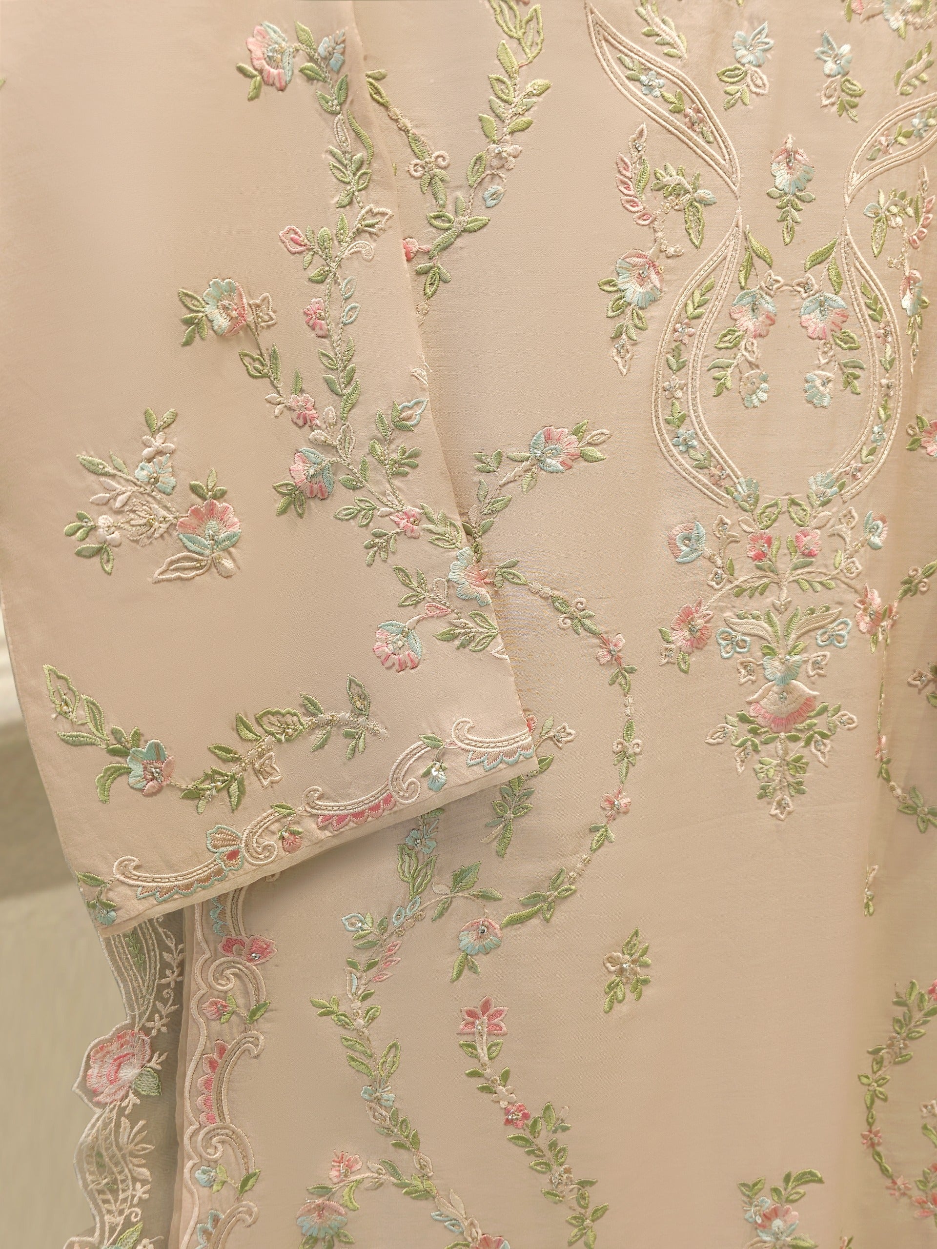 3 Piece- Pure Khadi Silk Embroidered Suit S112026
