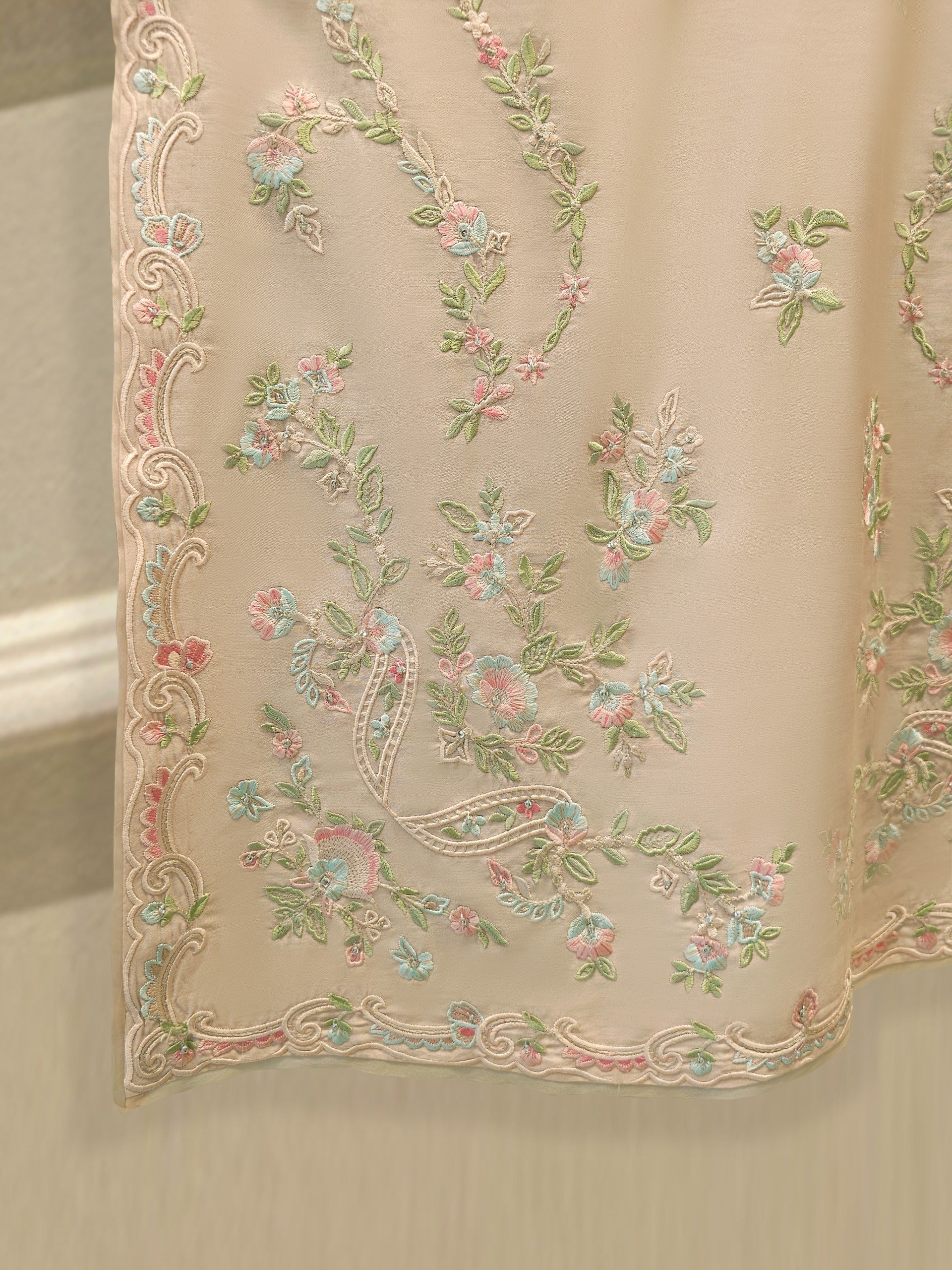 3 Piece- Pure Khadi Silk Embroidered Suit S112026